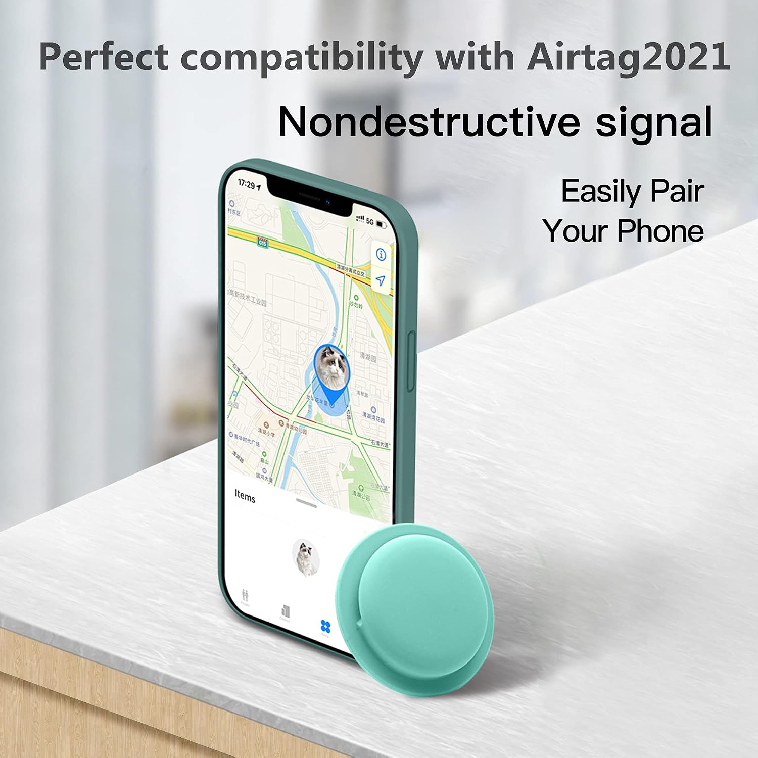 Hazevaiy Silicone case for Airtag(2 Pack) Rugged Traceless Back Adhesive Sticker Cover for Clothes Toys valuables and Wallet,Anti-Scratch-Fall Protective Sleeve Holder for Apple Locator (Mint Green)