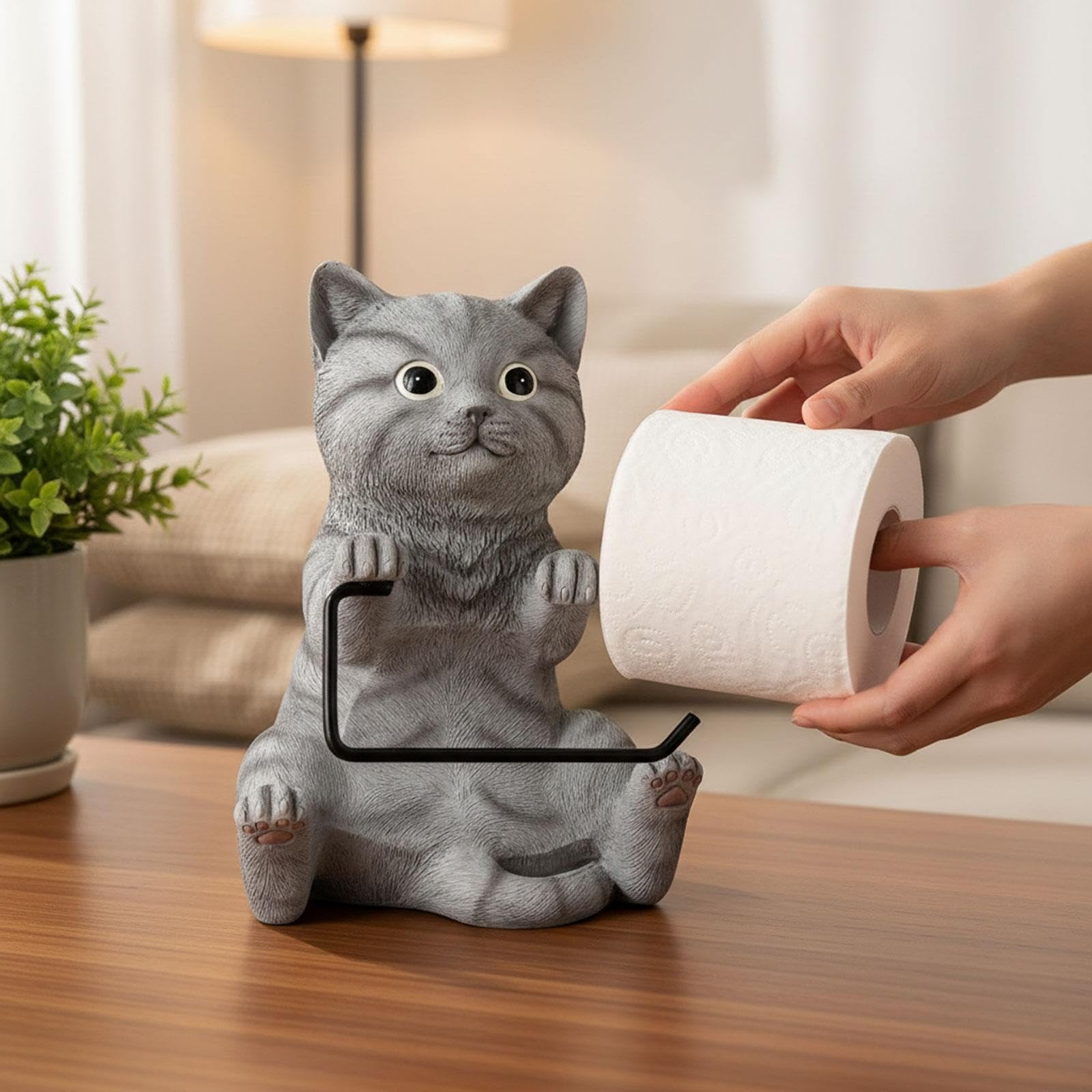Amazon｜Llazsybz トイレットペーパーホルダー レジン猫型 壁掛け式