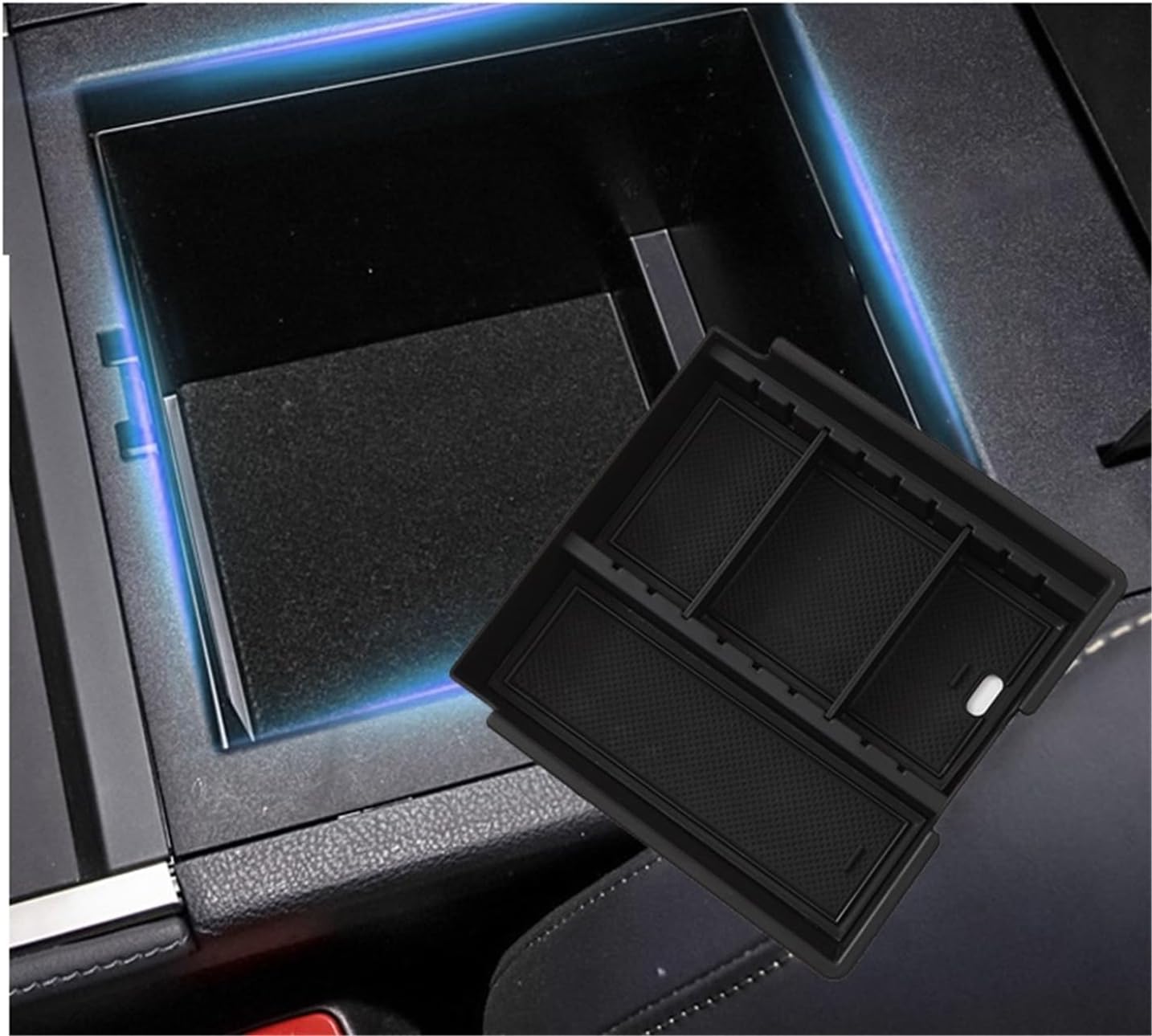 Car Glove Box Organizer Fit for 24-25 Lexus GX550 Armrest Box Storage Box Central Control Storage Accessories Durable(Rubbercushiontype[White])