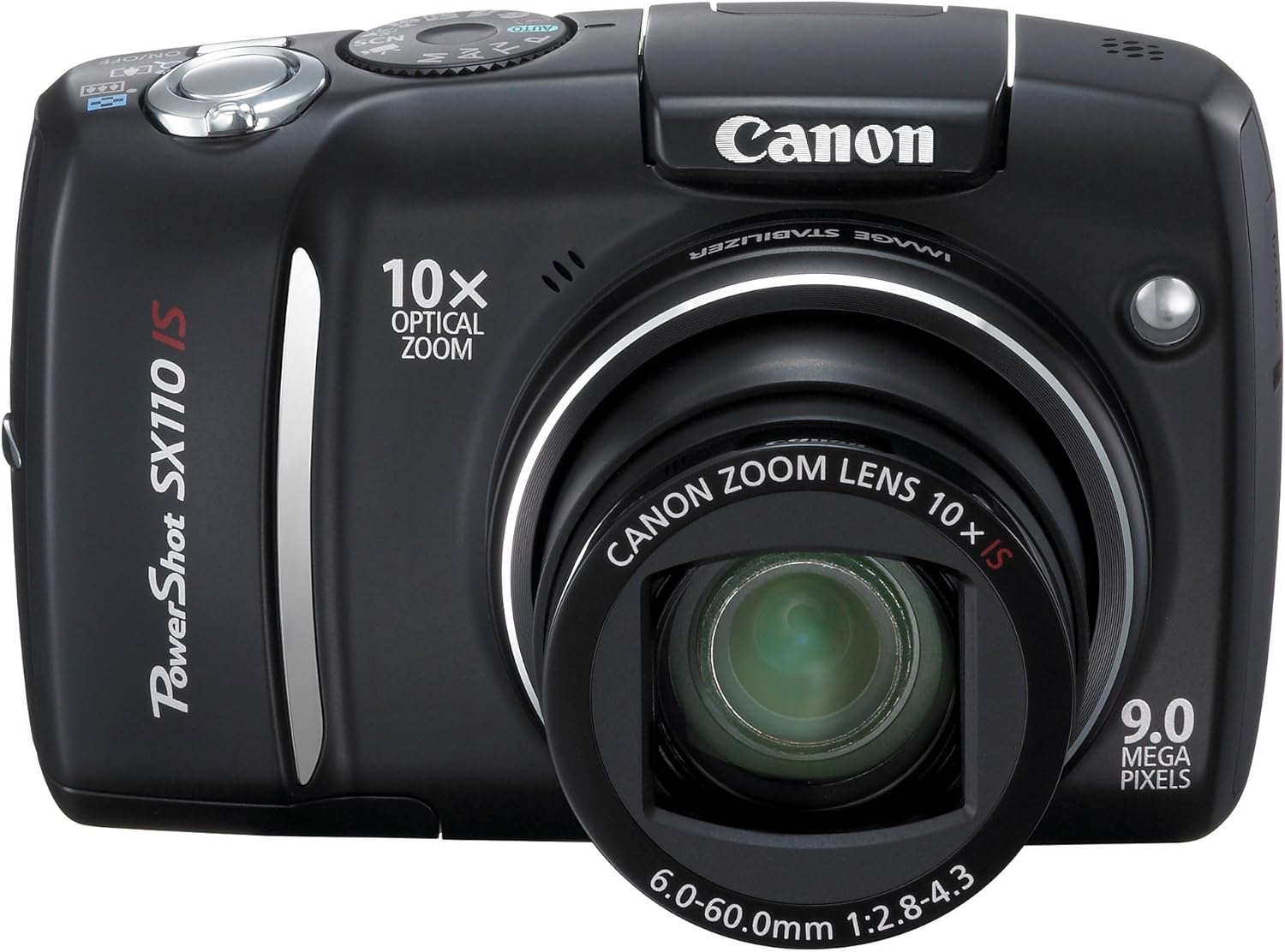 Canon Powershot SX110IS 9MP Digital Camera with 10x Optical Image Stabilized Zoom (Black) (Renewed)