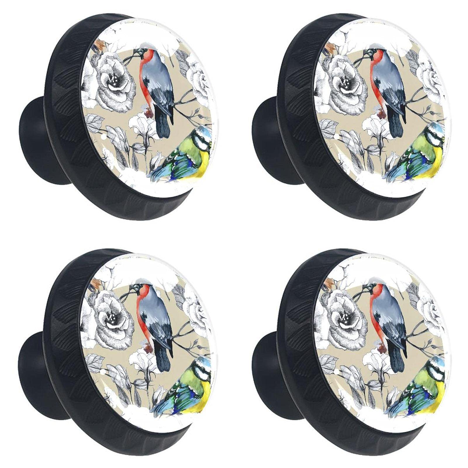 Boutons de tiroir en cristal de prestige, finition aquarelle florale pour mobilier élégant