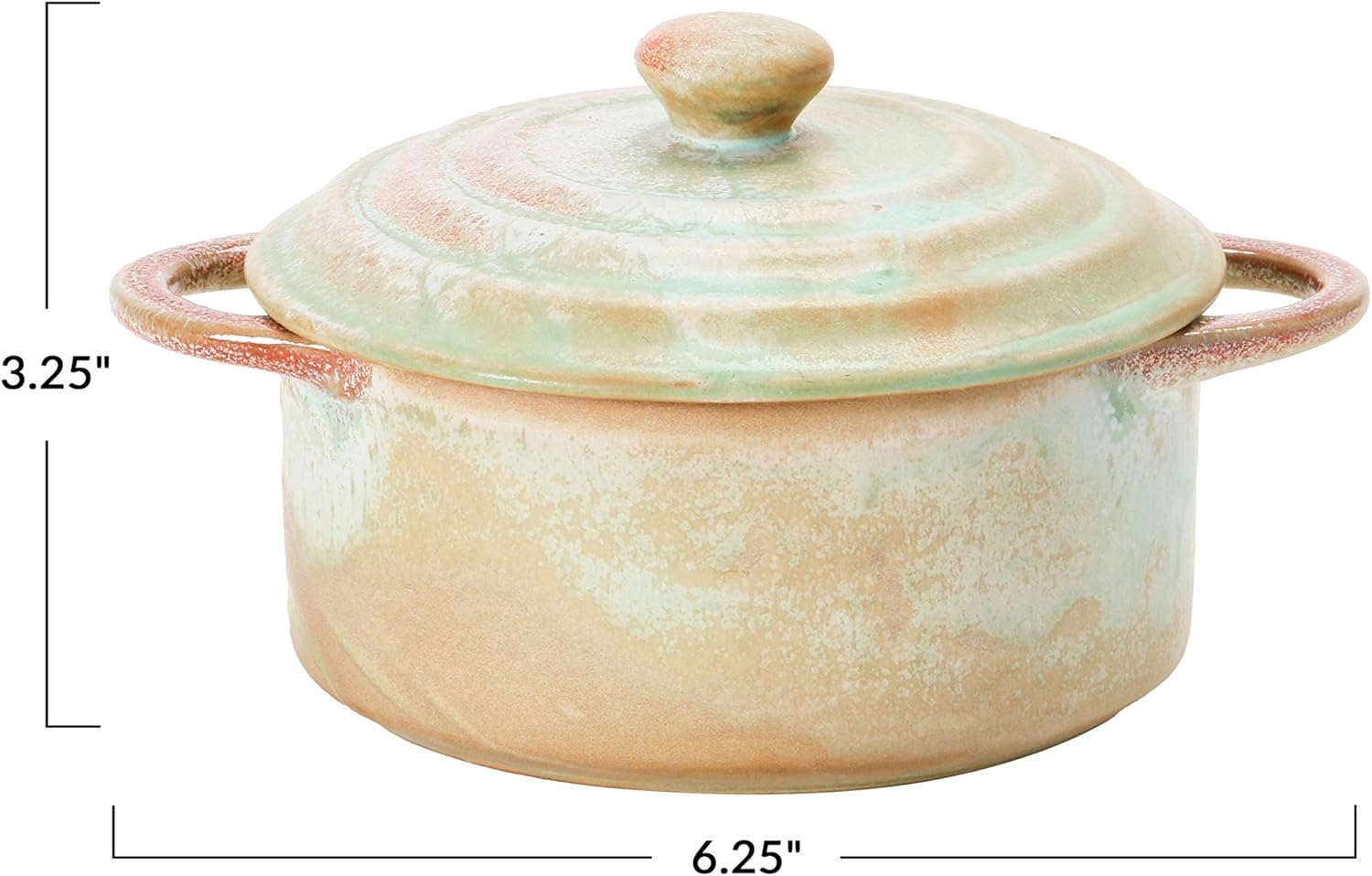Creative Co-Op Stoneware Mini Baker, Reactive Glaze, Matte Celadon Color (Each One Will Vary)