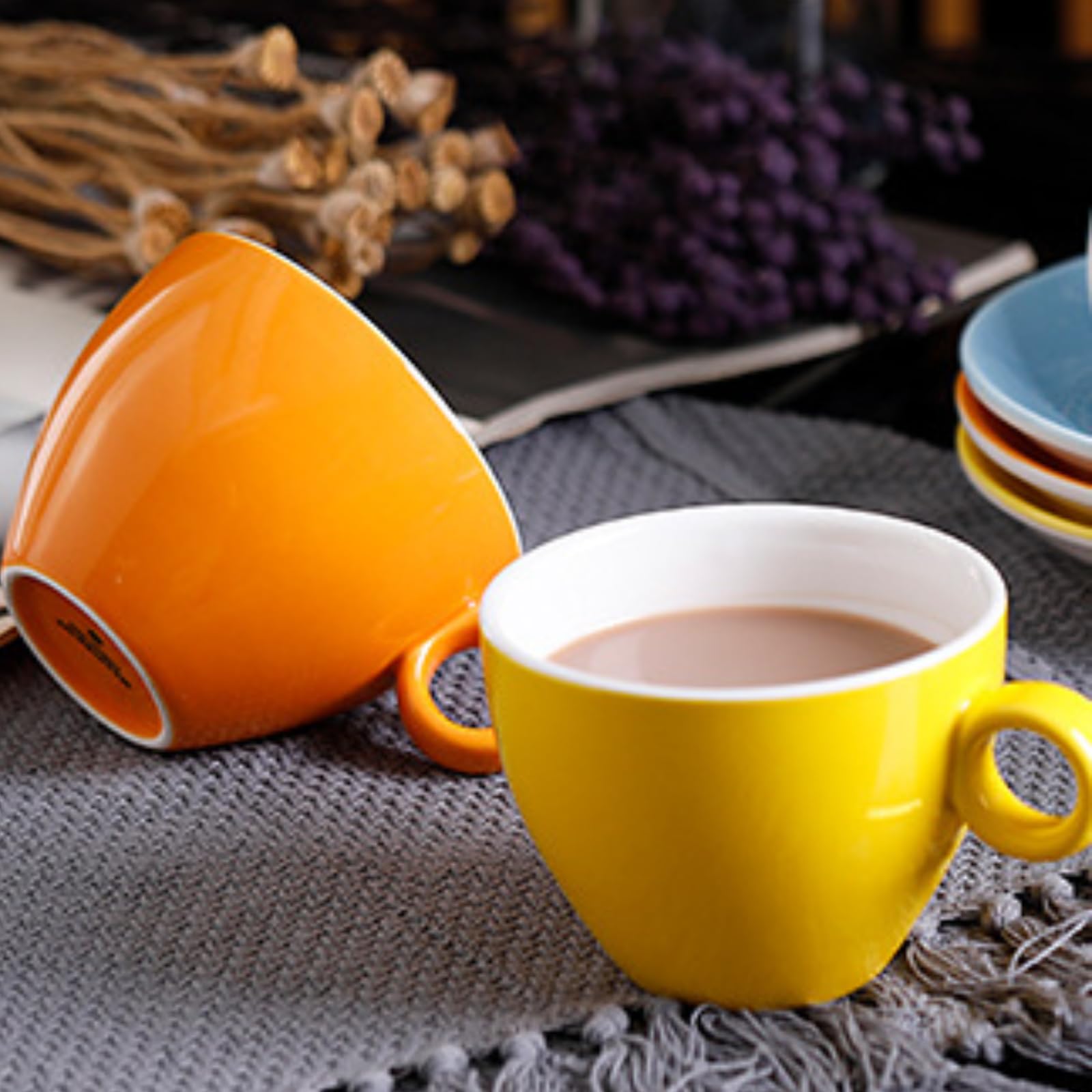 Café Après-midi Orange Tasse à café en céramique de couleur bonbon - Tasse à café et