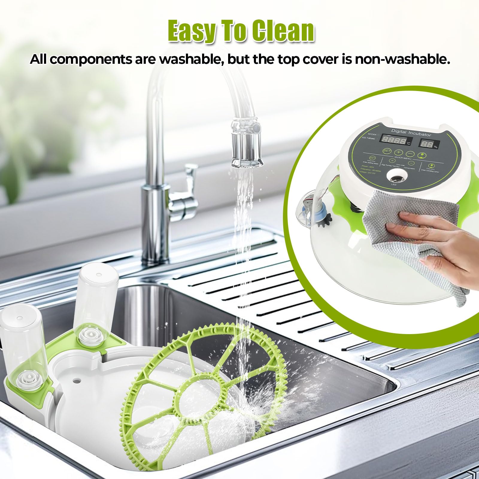 Incubadora para 8 huevos con giro automático, incubadora para incubar huevos con indicador de humedad, control de temperatura y llenado automático de agua para pollos, patos, codornices