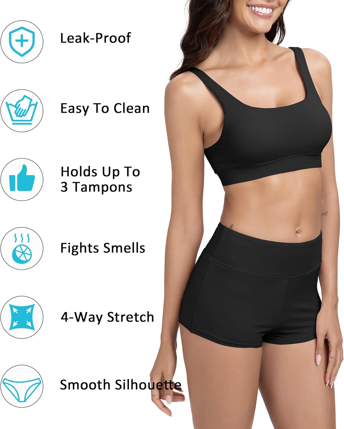 Beautikini Period Swimwear Sporty Bikini Sets Two Piece Menstrual Swimsuits Leakproof Bathing Suit for Teen Girls - Image 3