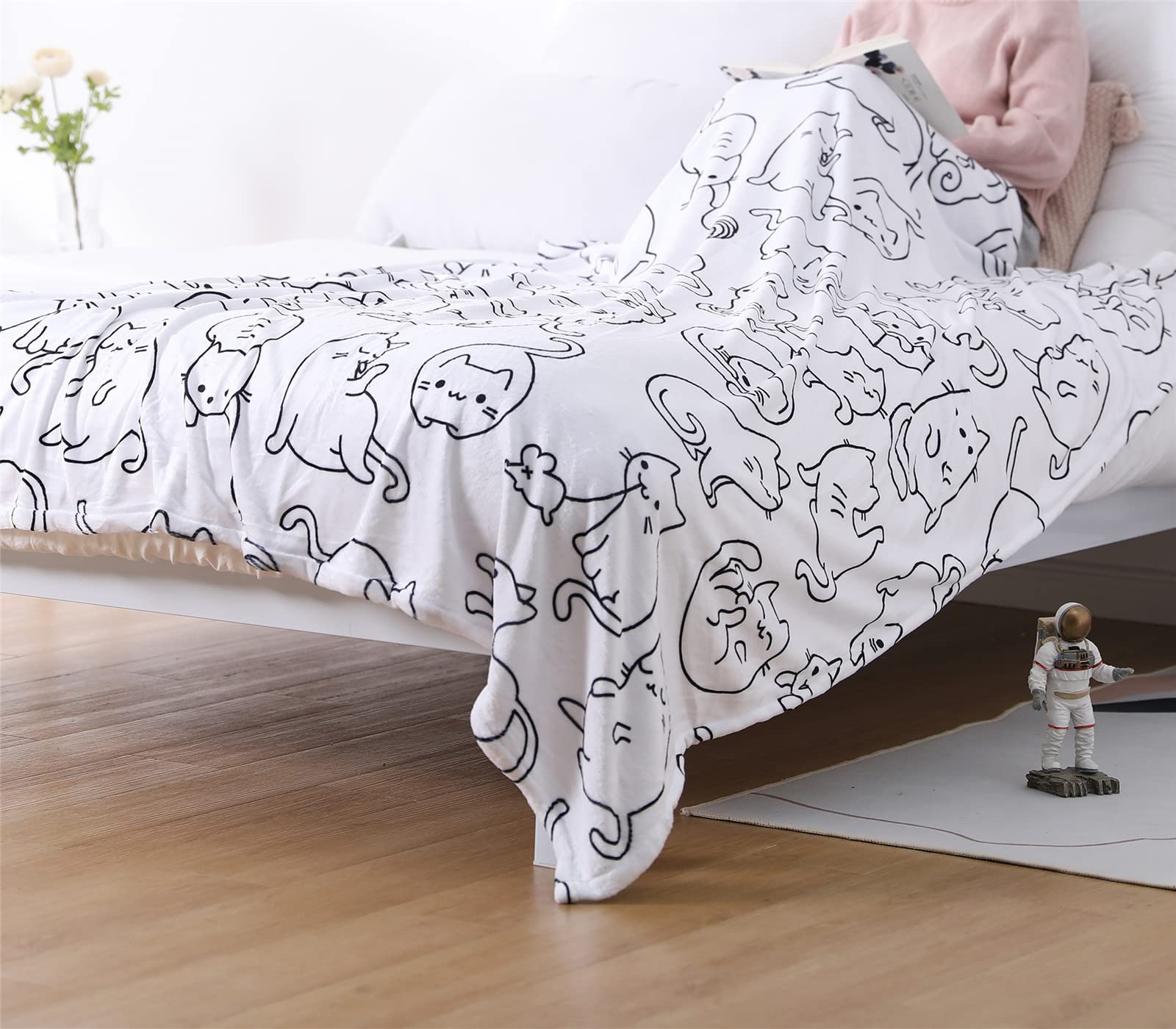 Sviuse Manta de gato para sofá, manta de gato de tamaño individual para niñas, mujeres, adultos, gatos, mamá, regalos para mujeres, mantas de gatitos para sofá, cama (60 x 80 pulgadas, gato 2)