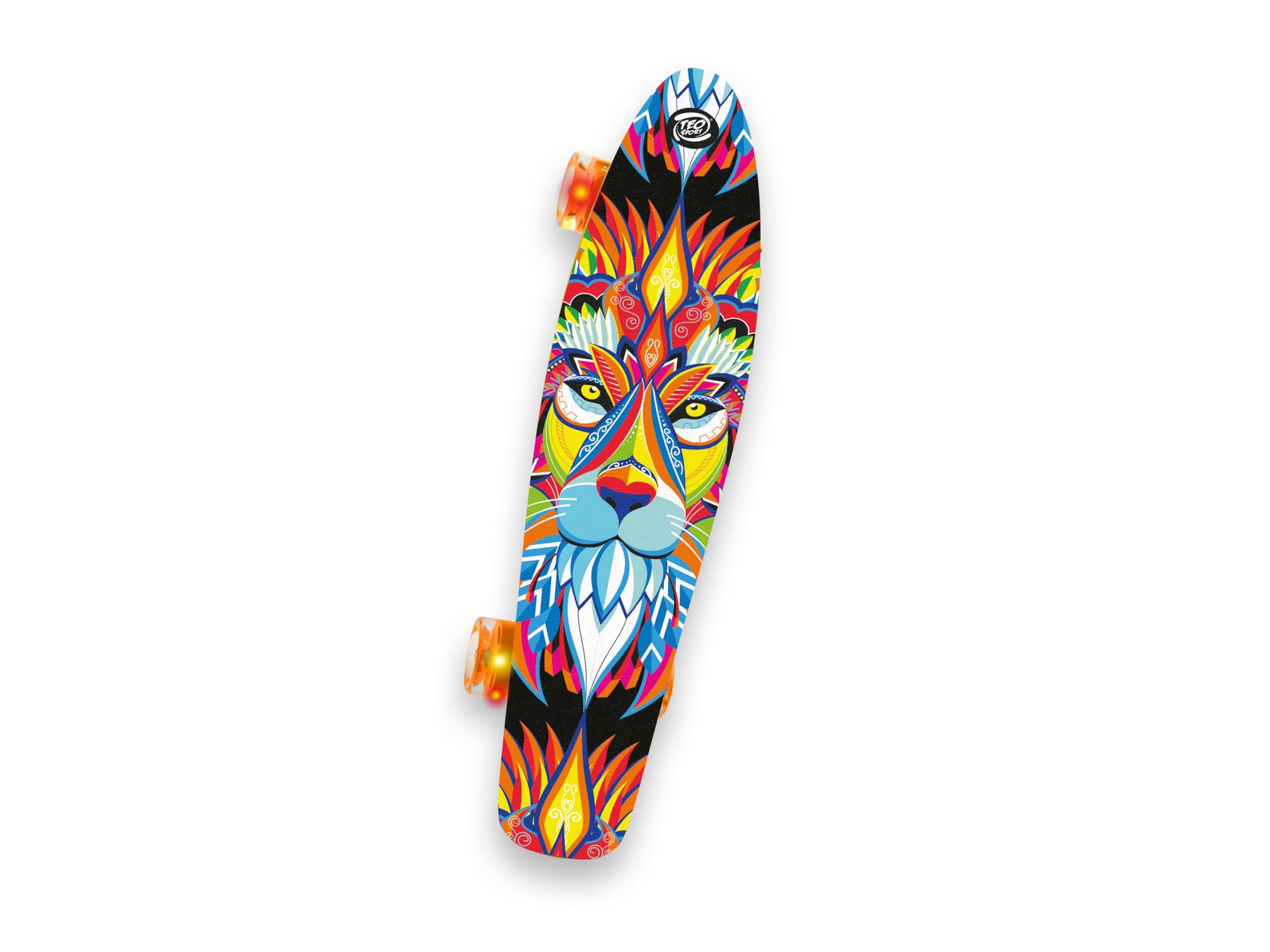 Teorema - Skateboard 57 cm, con Pedana Antiscivolo, Truck in Alluminio, Ruote 45 mm in PU trasparente con LED luminosi, Cuscinetti ABEC-7, Portata massima 100 kg