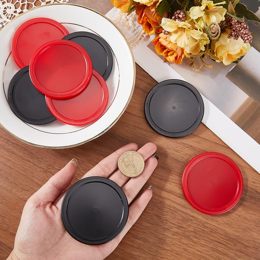 CREATCABIN 8 pz. Dischi Air Hockey 6.4cm Dischetti Ricambio Pesanti Standard Plastica Leggeri per Tavoli Attrezzature Set Allenamento trattenimento Accessori per Feste Terni Adulti Rosso Nero