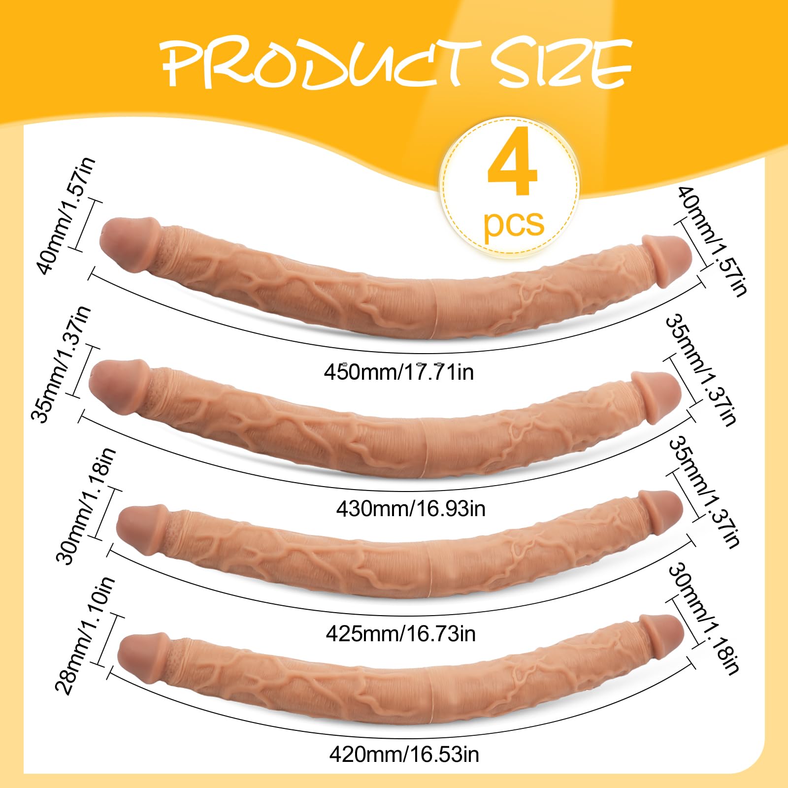 AMAZBEE Dildo a doppia testa per donne Dildo morbido in silicone liquido per coppie di uomini e donne Dildo realistico per uso doppio (M)