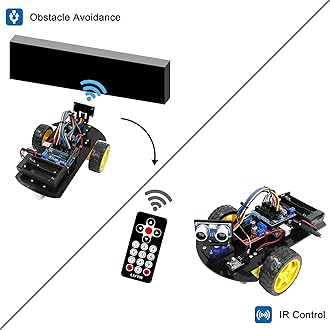 LAFVIN Smart Robot Car 2WD Chassis Kit with Ultrasonic Module R3 Board,Remote Compatible with Arduino IDE DIY Kit