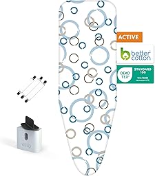 LaundrySpecialist Bügelbrettbezug Active – 5 Schichten und bis zu 50% schnelleres Bügeln – Bügeltischbezug – Dampfrückstrahlend–Größe M von 38 bis 45 cm und 119 bis 125 cm – Universeller Bügelbezug