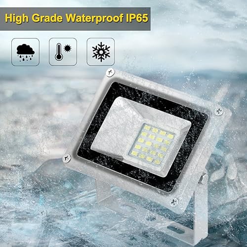 Miniatura 4 de Missbee Luz de inundación LED de 20 W 12 V, foco para exteriores, resistente al agua, IP65, 6000-6500K, 1600 lm, luces de seguridad para garaje,