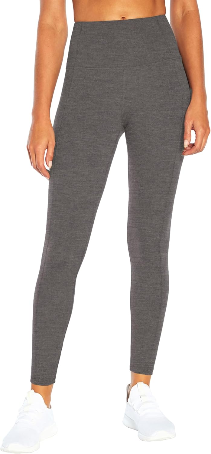 Marika Women's Olivia High Rise Tummy Control Legging-2 Pack, Black/Heather Charcoal