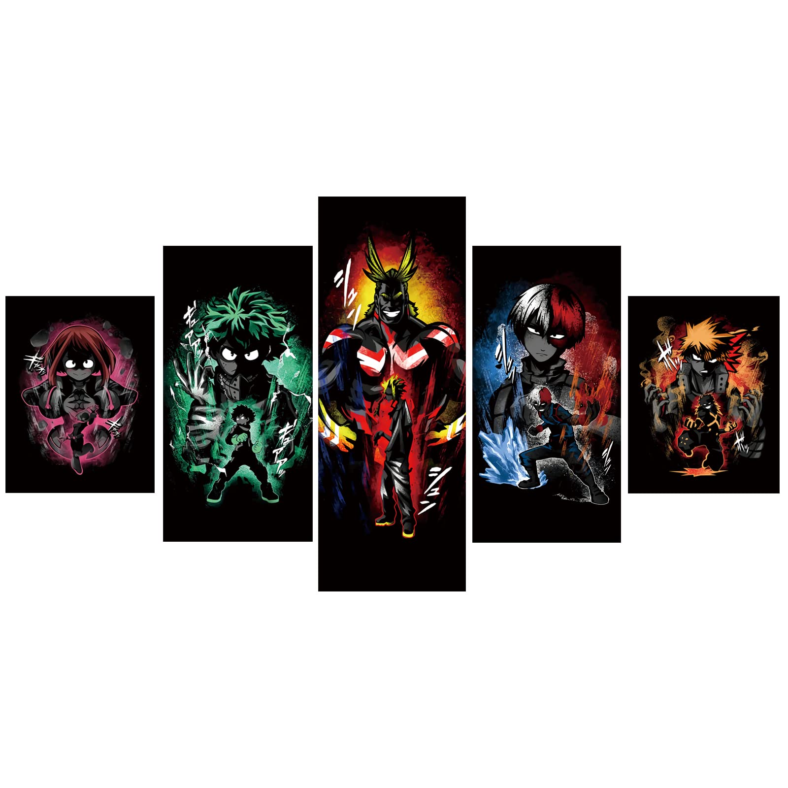 My Hero Academia Poster - Anime Wall Art, 5pcs HD Canvas Print Posters, for Club, Living Room, Bedroom Decor, No Frame., Large