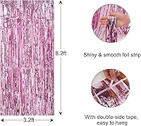 Vista 11 de 2 Pack 3.2x8.2ft Tinsel Foil Fringe Curtains, Streamers Backdrop Curtains with Adhesive, Photo Booth Background - Home Wall Window Decorations for