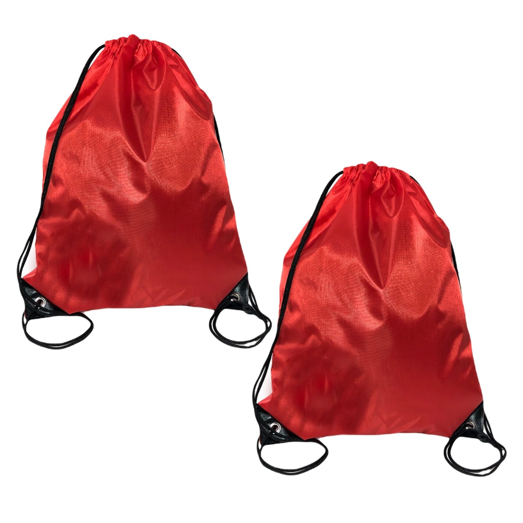 WESTEND CHOICE Pack of 2 Drawstring Bags School PE bags Swimming Bag Gym Sports Kids Adults Shoe Bag Drawstring Rucksack Backpack (Red/Red)