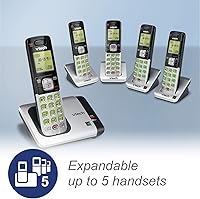 Vista 12 de Teléfono Vtech DECT 6.0 con identificador de llamadas / llamada en espera, plata / negro con 2 auriculares inalámbricos, Azul