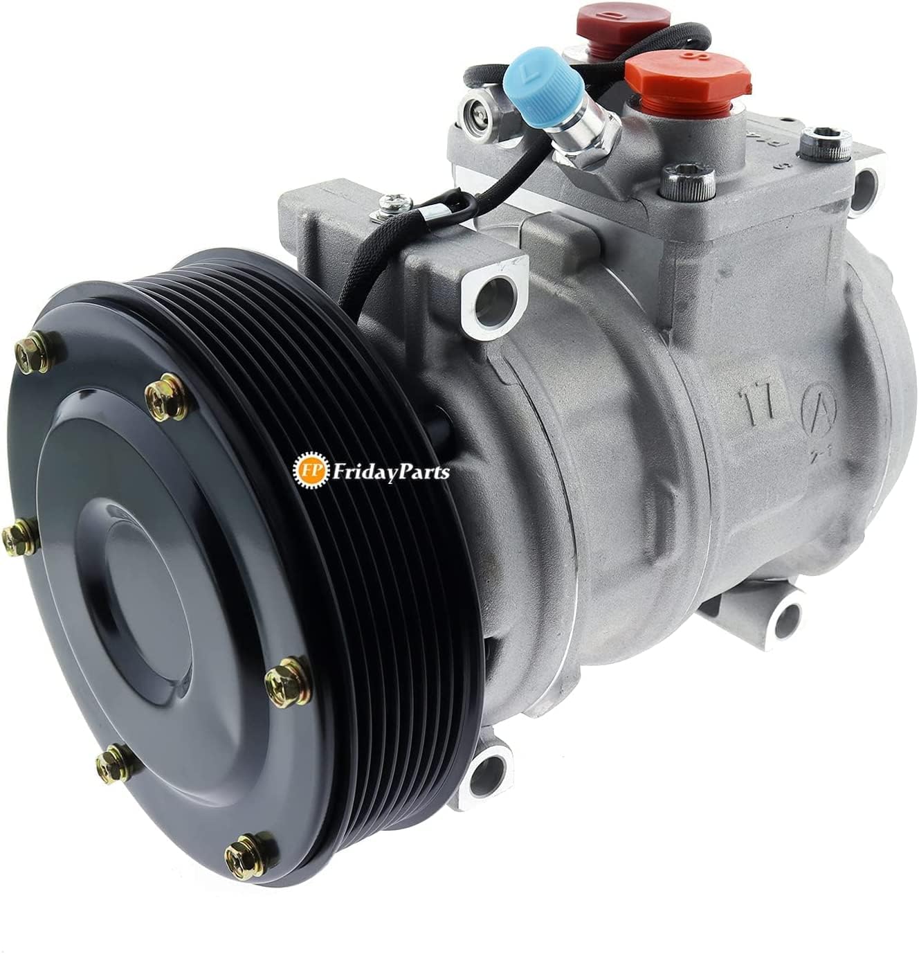 FridayParts Air Conditioning Compressor RE46609 447200-4933 447200-4930 Compatible for John Deere Loader 260 280 310G 410G 210LJ 1850 Tractor 5310N 5320N 5325N 5410 5420 5425 5510 Replacement (Type 1)