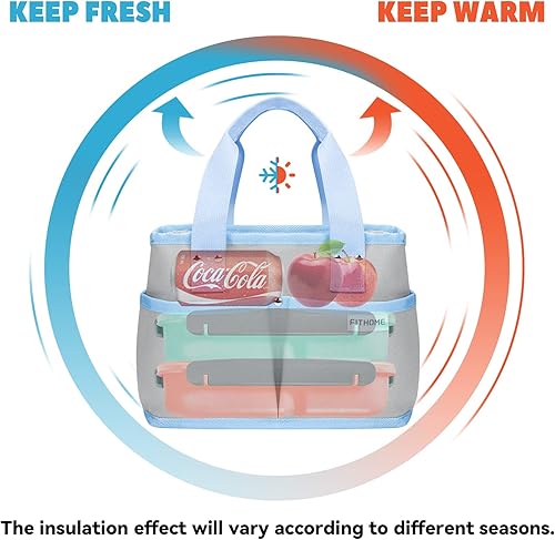 Miniatura 8 de FITHOME Bolsa de almuerzo pequeña para mujeres y hombres, bolsas de almuerzo reutilizables aisladas, bolsa térmica a prueba de fugas, bolsa de