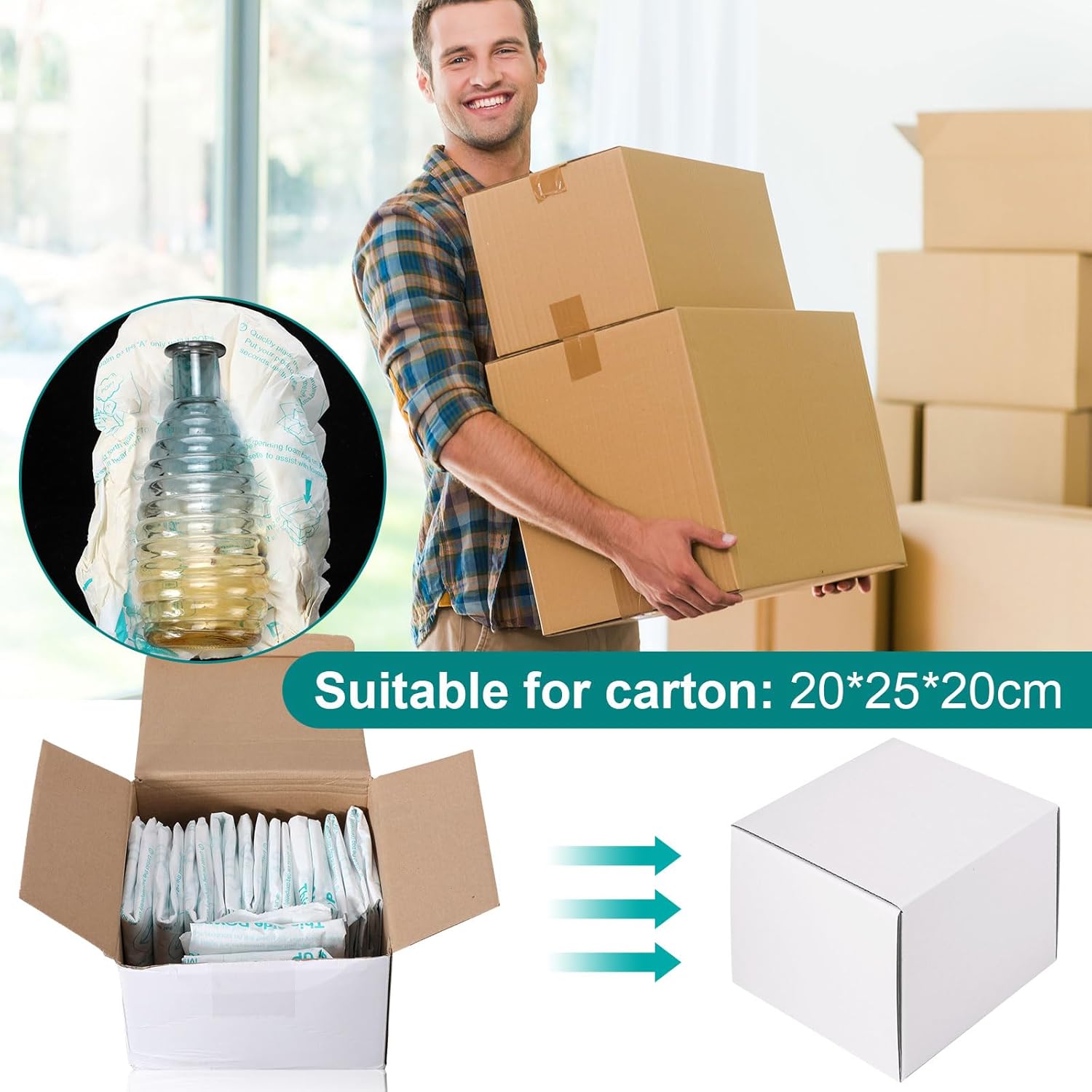 8 Pack 18" x 18" Expanding Packing Foam for Electronics, Fragile and Irregular Items, Instant Pack Foam Bag for Shipping, Rapid Expansion, Easy to Use