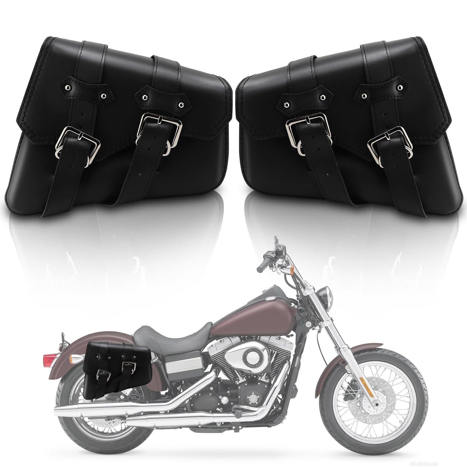Borsa laterale moto in pelle PU resistente all'acqua vintage grande capacità