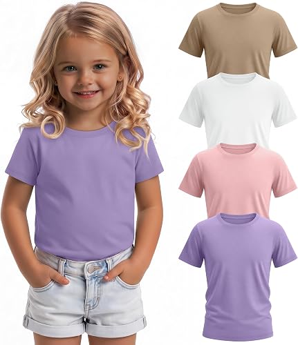 Yooo's Vivi 4 Pack Toddler Short Sleeve Tops, 4-Color, 3T
