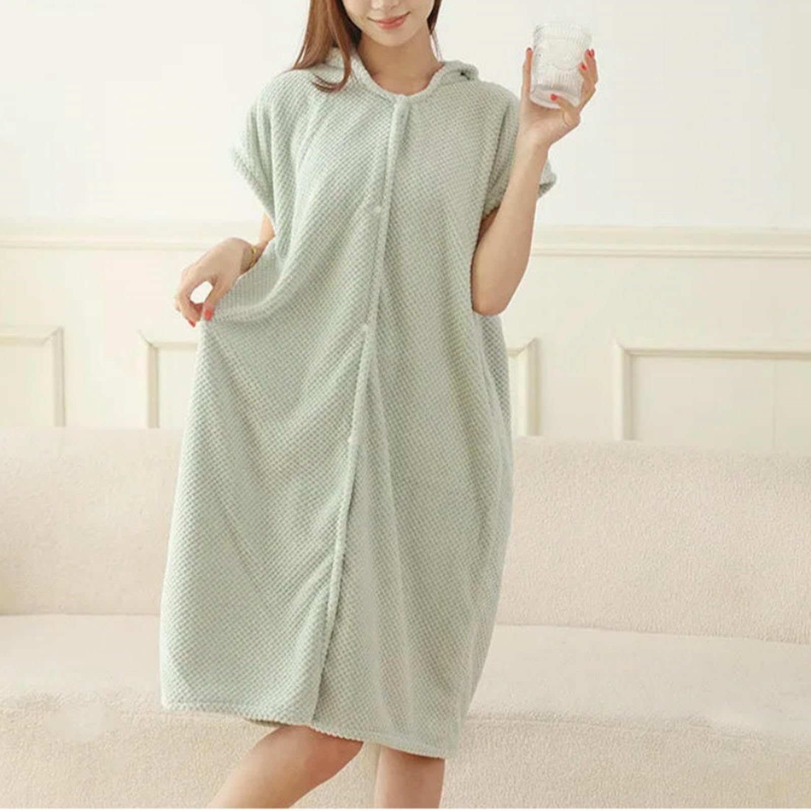 Albornoz Mujer Toalla/Bata De Baño Femenina, Prenda De Estar por Casa Larga Y Suave con Capucha para Otoño E Invierno