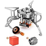 Odoland 6800W Windproof Camp Stove Camping Gas Stove with Fuel Canister Adapter, Piezo Ignition, Carry Case, Portable Collapsible Stove Burner for Outdoor Backpacking Hiking and Picnic