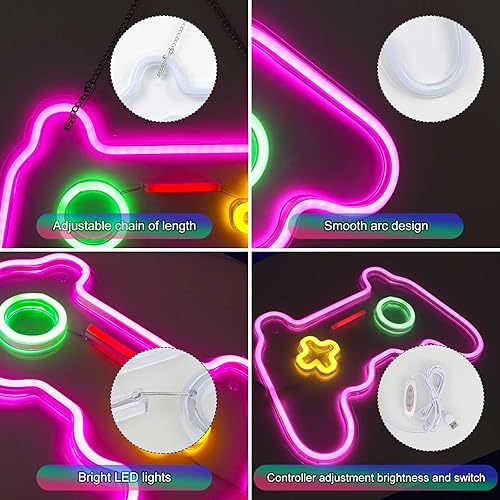Miniatura 4 de Letrero de neón LED para jugador, controlador de juego para decoración de habitación de jugadores, letrero de neón para decoración de pared de 16 x