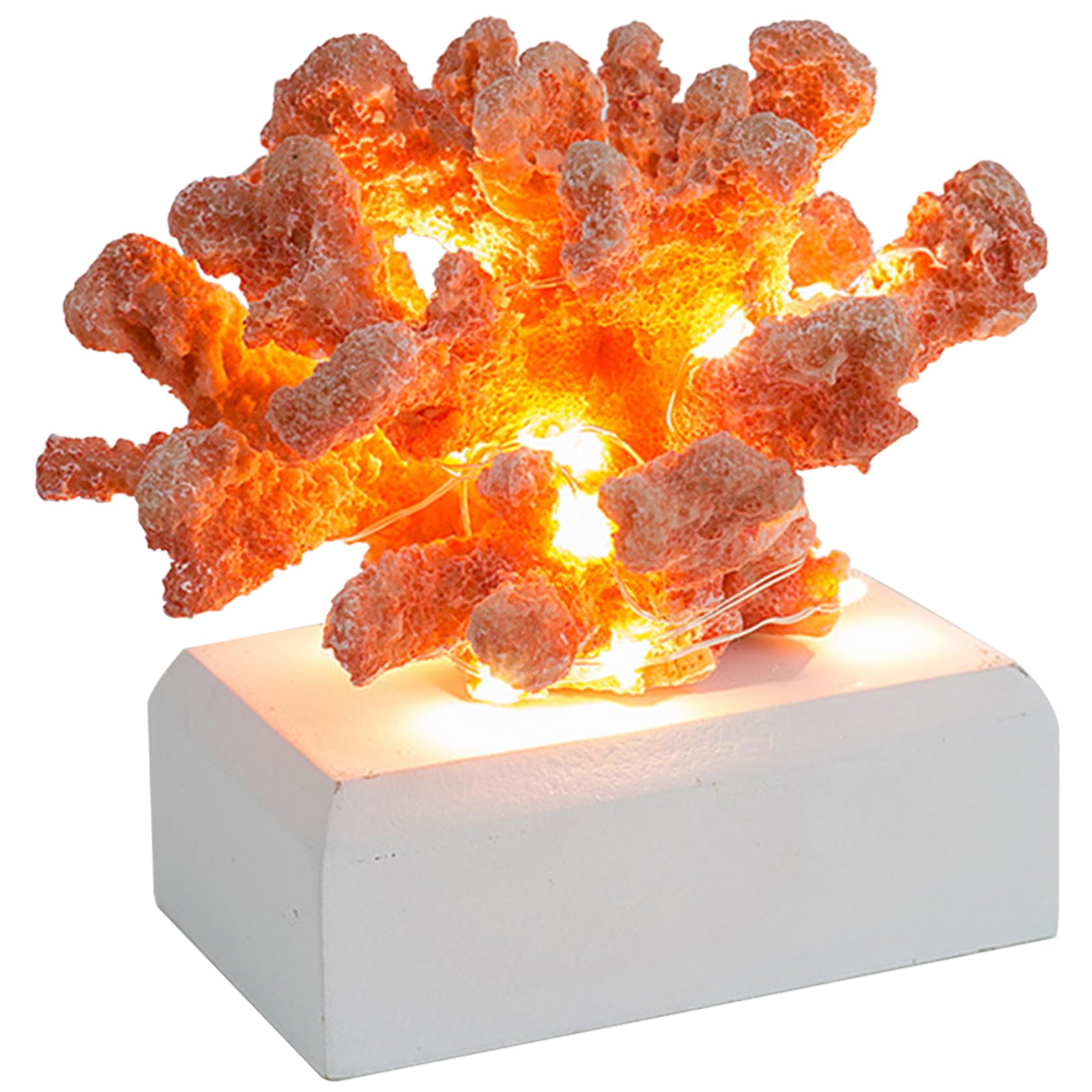 Grtheenumb Desk Ornament|Coral Lamp Resin Coral Decor Realistic Night Light Desk Ornaments Mediterranean Style Statue Sculpture Lamp for Home Office Decor Without Battery Yellow