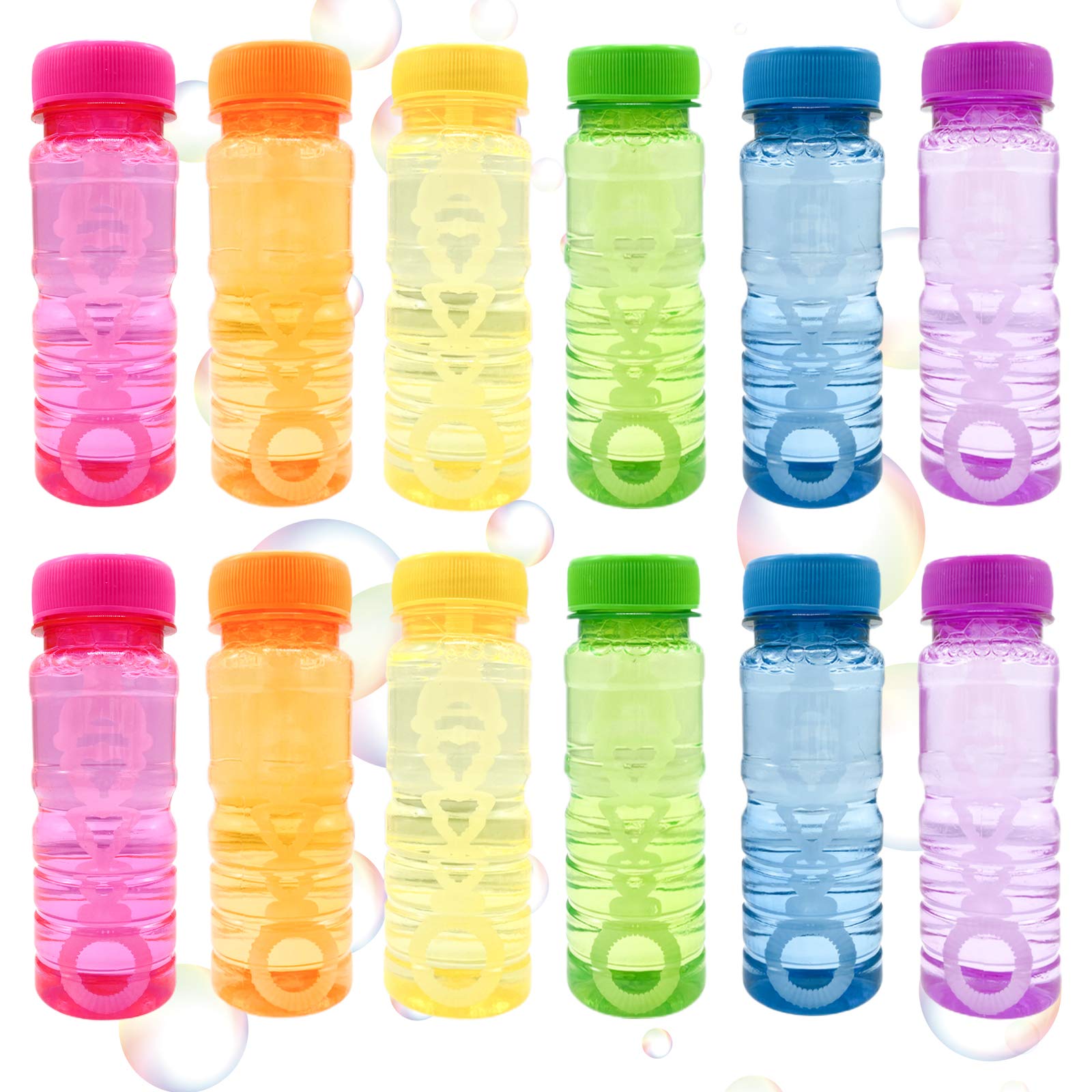 SANKUU 12 Pack Bubble Solution, Bubble Blow Bottle with Wand Assortment, 4oz Bubble Blower for Bubble Blaster Party Favors…