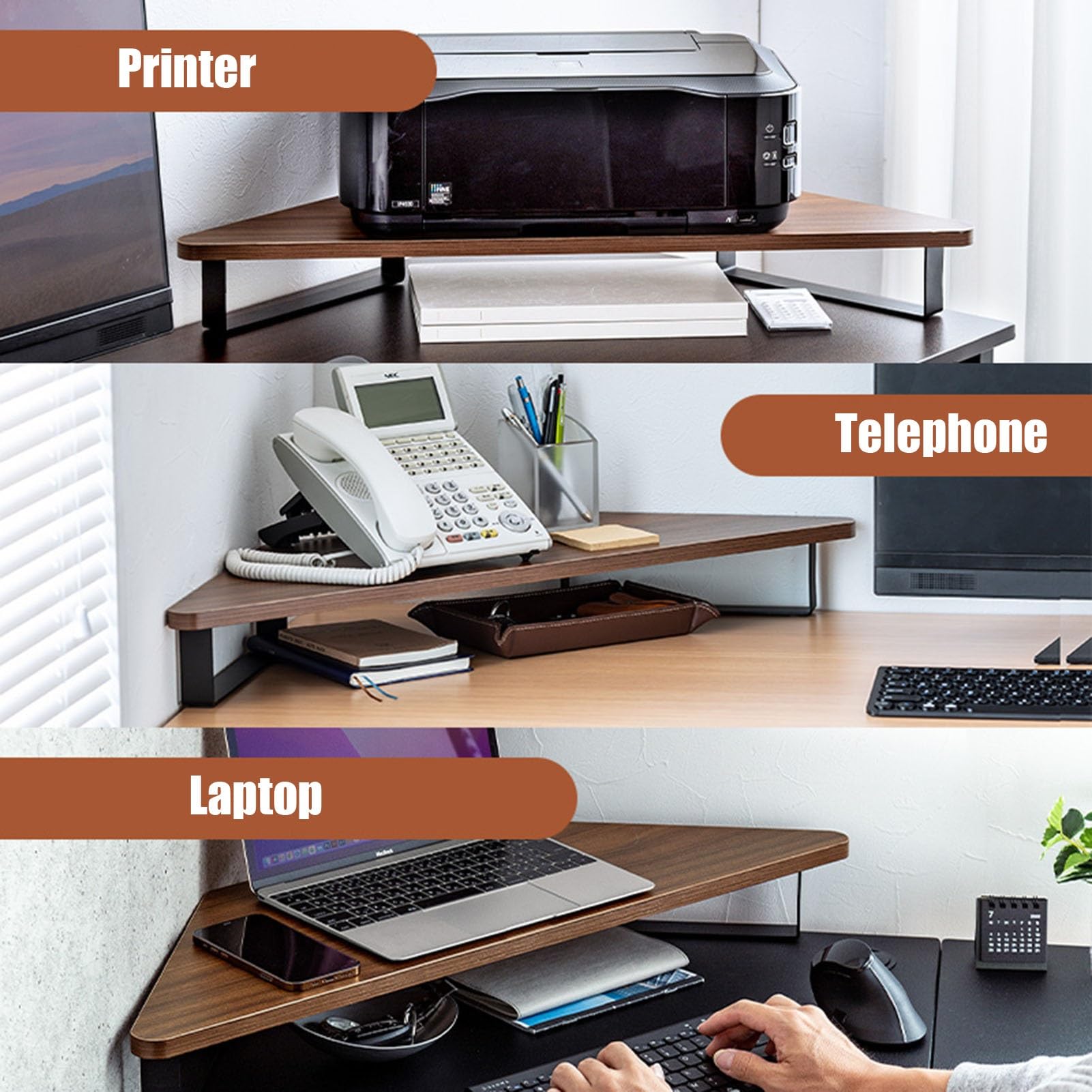 Supporto per monitor per scrivania da ufficio, design triangolare ad angolo alto, con supporto in metallo e tappetino antiscivolo, mensola organizer universale da scrivania per sala studio, altezza