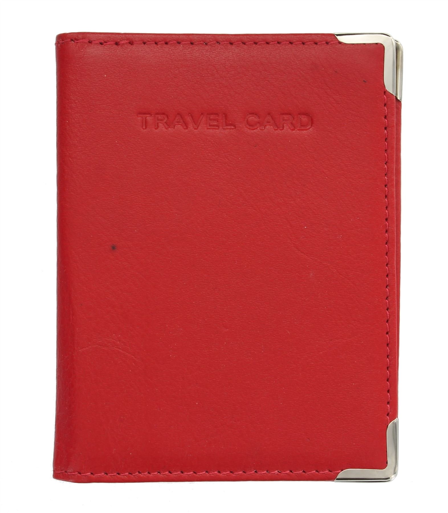 Visconti Portatarjeta de Viaje de Cuero con Protectores de Esquinas de Metal TC5 Rojo