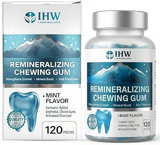 Remineralizing Gum, 120 Pieces Hydroxyapatite Gum, Good for Teeth Remineralization, Sugar-Free Mint Chewing Gum with Xylitol, Two Pills After Meals to Freshen Breath and Clean Teeth