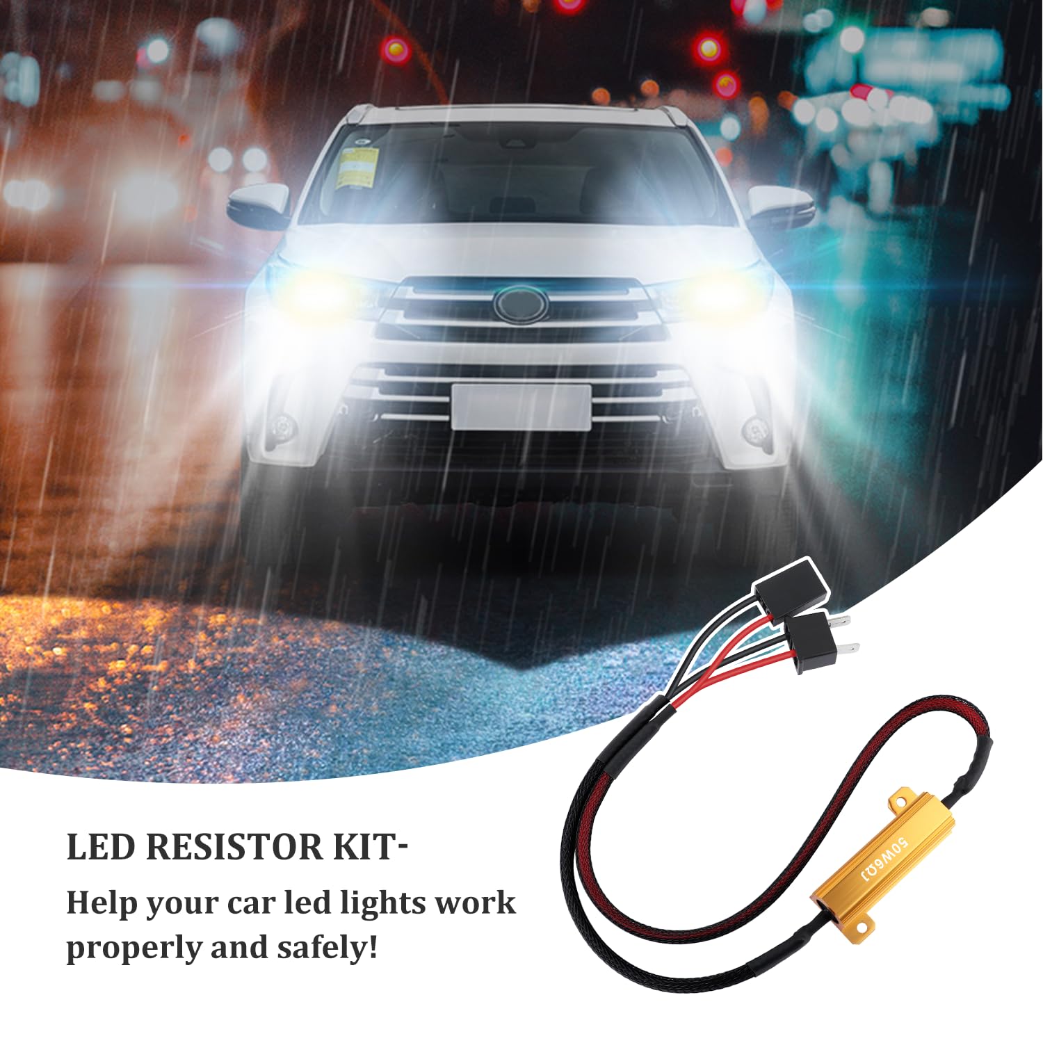 2-Pack H7 LED Load Resistors - 50W 6 Ohm Kit To Fix Hyper Flash & Error Codes After LED Bulb Upgrade