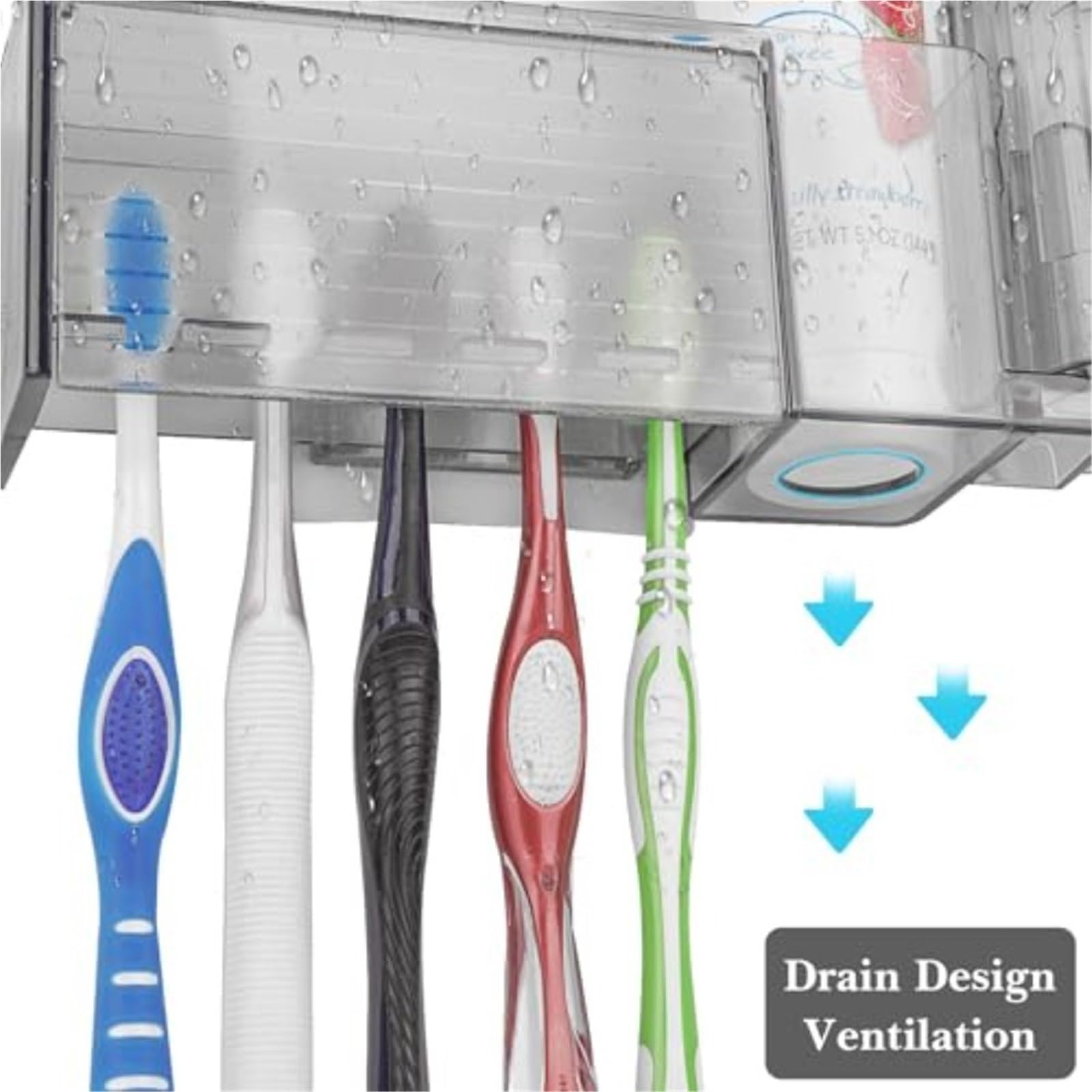 Porta Spazzolini Da Parete Portaspazzolino a 5 scomparti con coperchio | Organizer da bagno in plastica for bicchieri for gargarismi con dentifricio