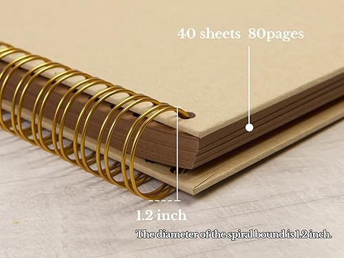 Miniatura 4 de potricher Álbum de fotos para scrapbook DIY de 8 x 8 pulgadas, 80 páginas, papel kraft grueso en blanco amarillo, libro de recuerdos para bodas