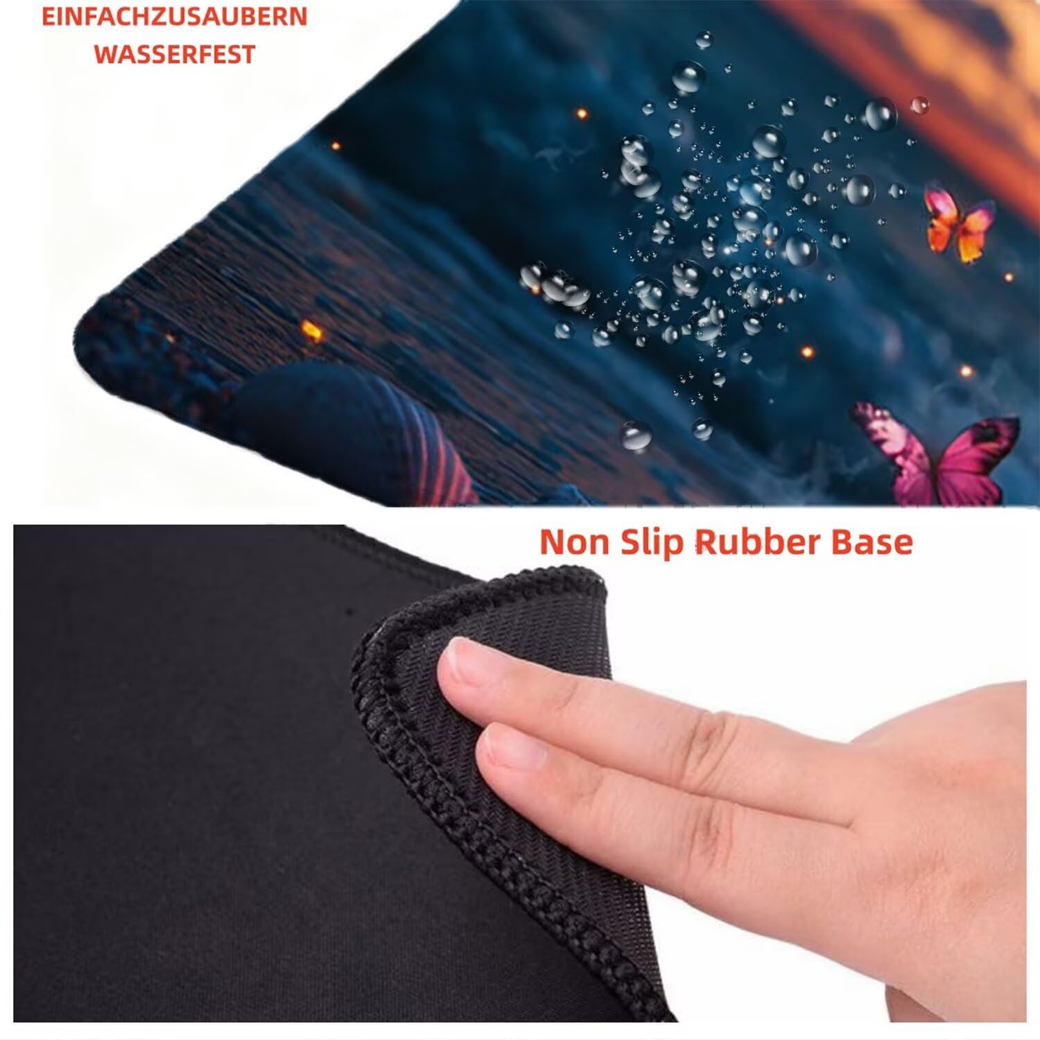 Podkładka pod mysz XXL motyle plaża 1500x800x3 mm duża podkładka pod mysz szyte krawędzie wodoodporna antypoślizgowa duże rozszerzone akcesoria biurowe do PC, komputer poprawia dokładność i szybkość