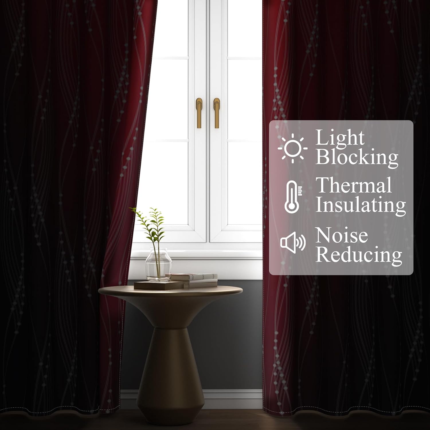 Red and Black Blackout Curtains Ombre Abstract Gradient Room Darkening Curtains 84 Inches Long Silver Striped Light Blocking Thermal Insulated for Living 2 Panels Set 52 X 84 Inch