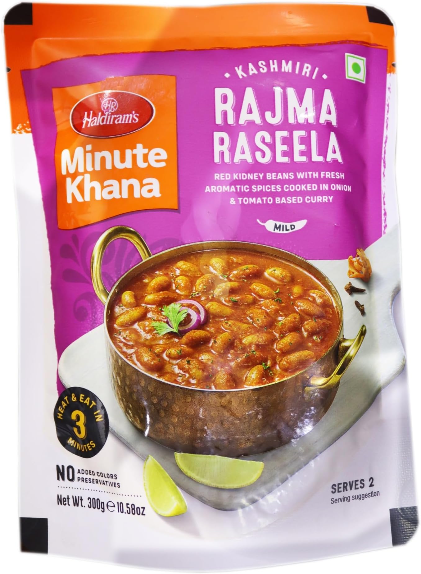 Haldiram's Minute Khana Ready to Eat Vegetarian Curry Kidney Bean Kashmiri Rajma Raseela 300g
