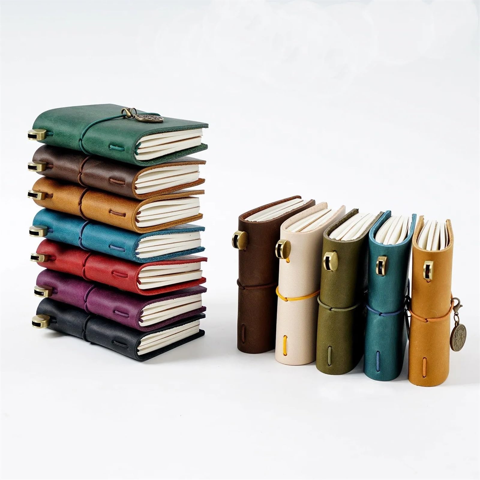 Softcover-NotizbüCher 2 stücke Mini Retro Stil Tasche Typ Notebook Reisenden Tagebuch Leder Soft Cover Schriftlich Buch Tragbare Notizblock Büro Buchhaltung NotizbüCher A5 Softcover(Green)