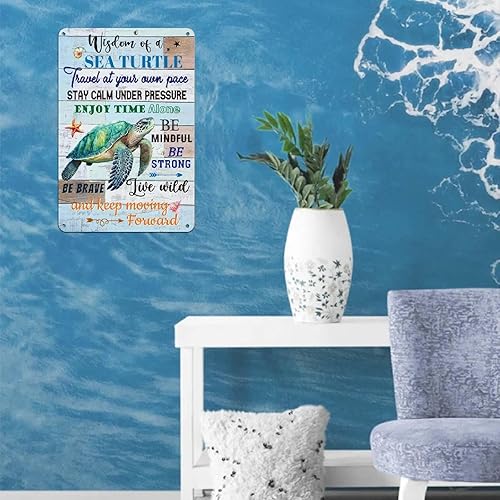 Miniatura 6 de Regalos de tortuga marina para mujeres, decoración de playa costera, letrero de arte de pared de metal, decoración de pared de baño de océano,