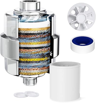 Shower Filter for Hard Water - 20 Stages High Output Shower Head Water Softener with Spin Propeller,Water Softer Filter for Shower Head to Remove Chlorine Fluoride Heavy Metals-1 Pack