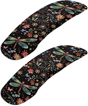 Flowers Dragonfly Printed Office Chair Armrest Covers Set of 2, Stretchy Soft Office Chair Arms Rest Covers Removable Washable Arms Protector Covers for Office Computer Chair