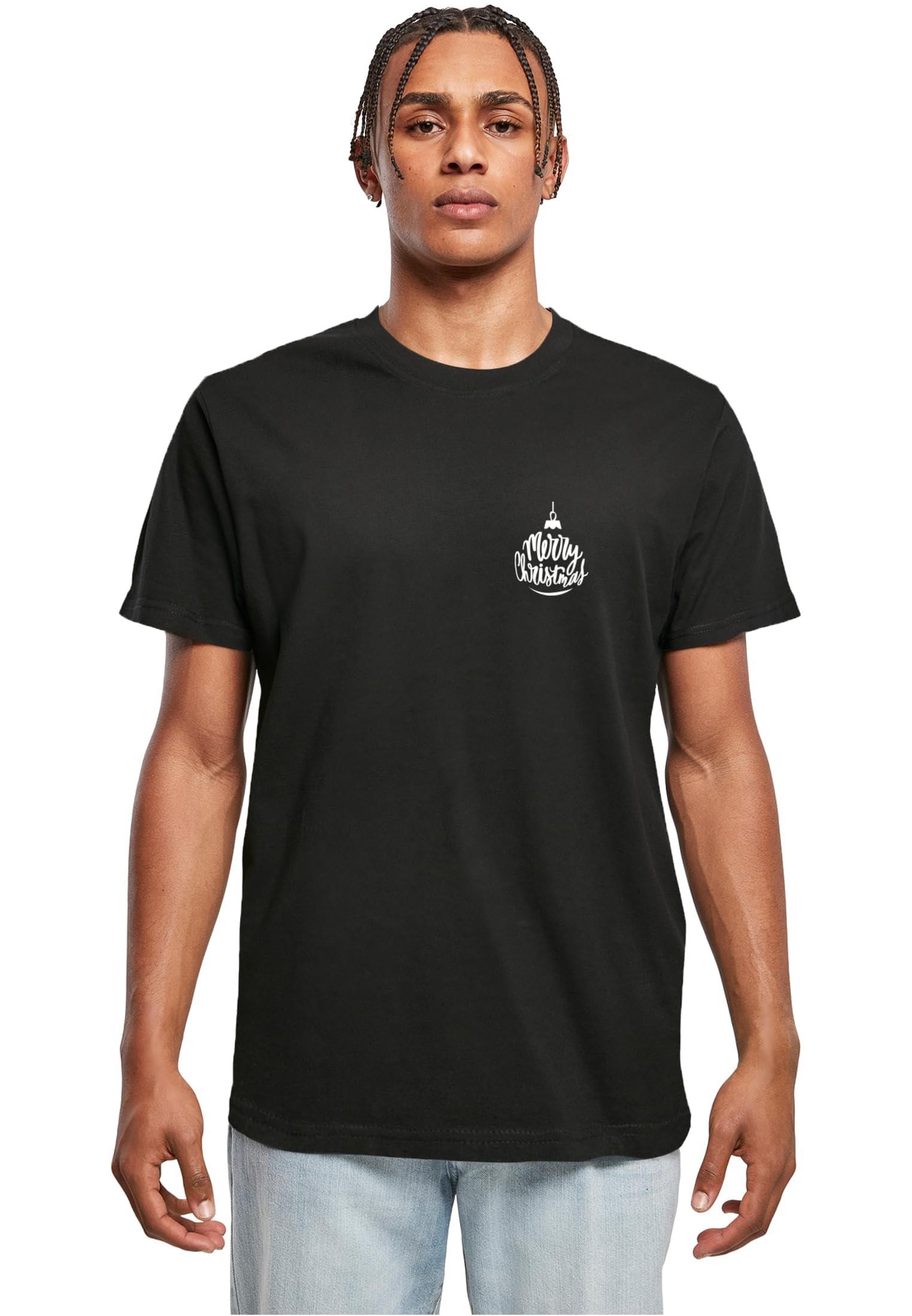 Mister Tee Men's Mt10091-merry Christmas Tee T-Shirt, Black, M