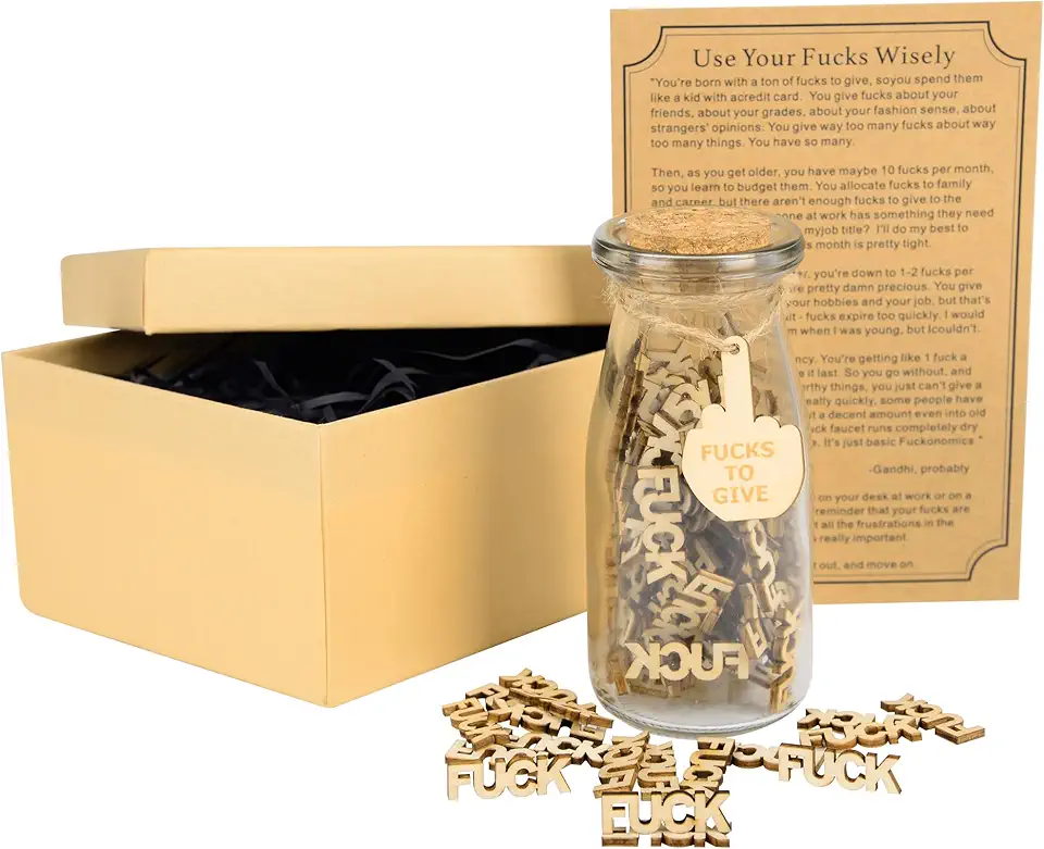 Acessórios de mesa de escritório Jar of Fucks 227 g para dar presentes únicos engraçados para mulheres e homens, decoração de escritório fofa, dê uma em uma garrafa, presentes para trabalho