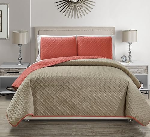 Miniatura 2 de Acolchado reversible labrado de microfibra gris antracita gofrado/colcha