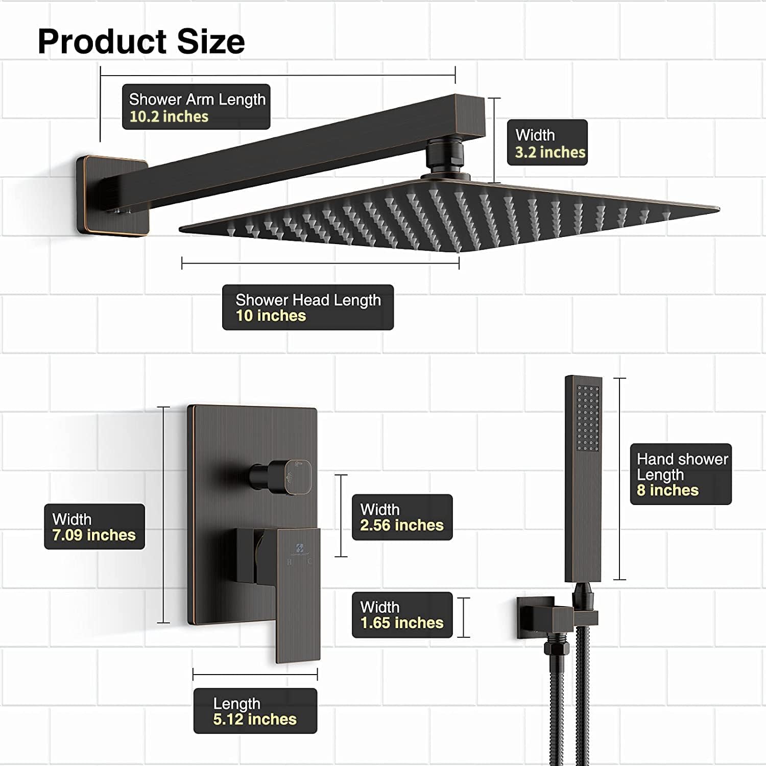 Fеаturеd Prоduсt HOMELODY Shower System Oil Rubbed Bronze,10 Inches Rainfall Shower Head with Handheld Shower Spray,Rain Shower Faucets Sets Complete with Pressure Balance Valve,Wall Mounted Shower Fixtures with Hose