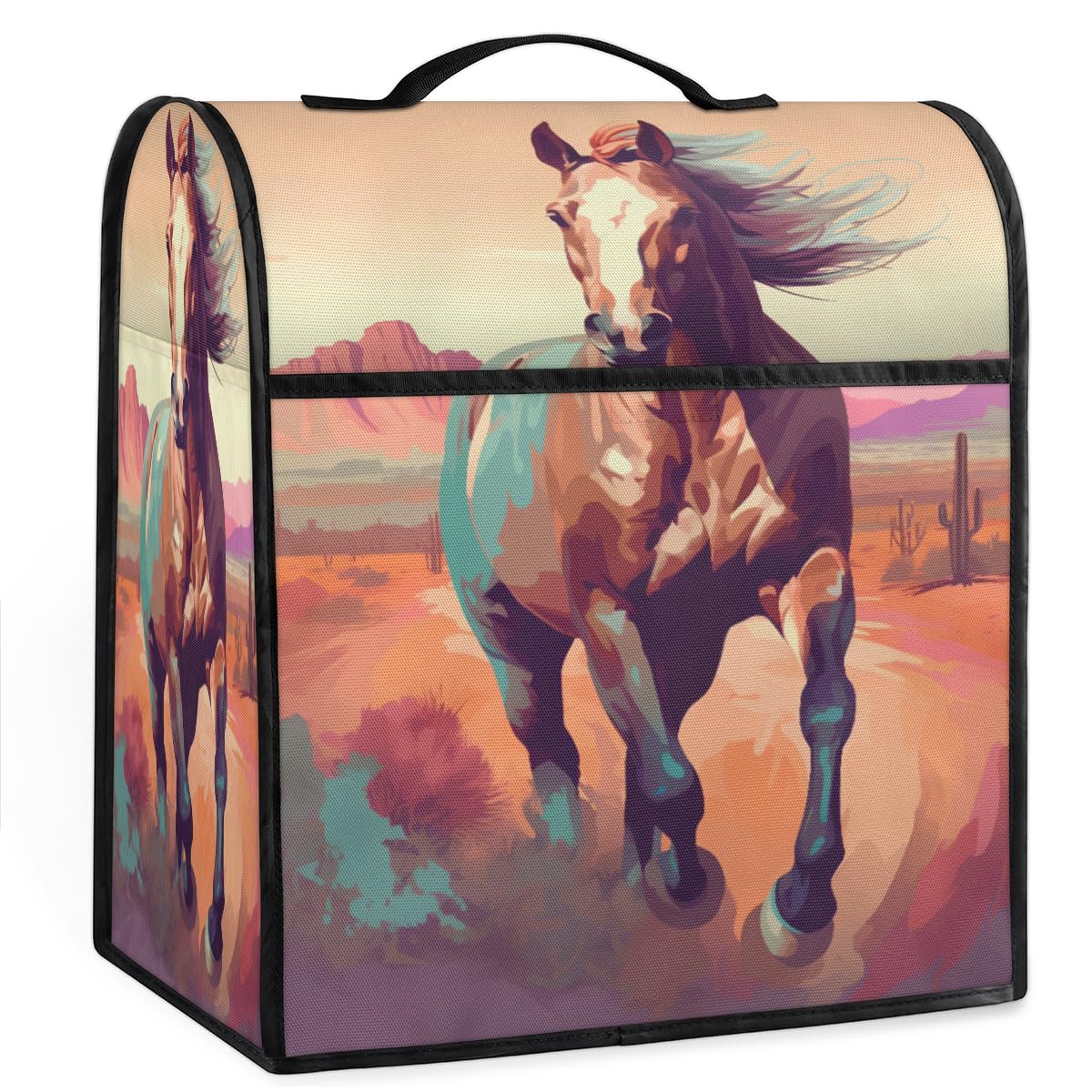 Coffee Maker Cover Wild Horses Kitchen Appliance Covers Small Appliance Covers Blender Cover Juicer Cover Dust Covers for Kitchen Appliances with Top Handle and Pockets,Washable,C981