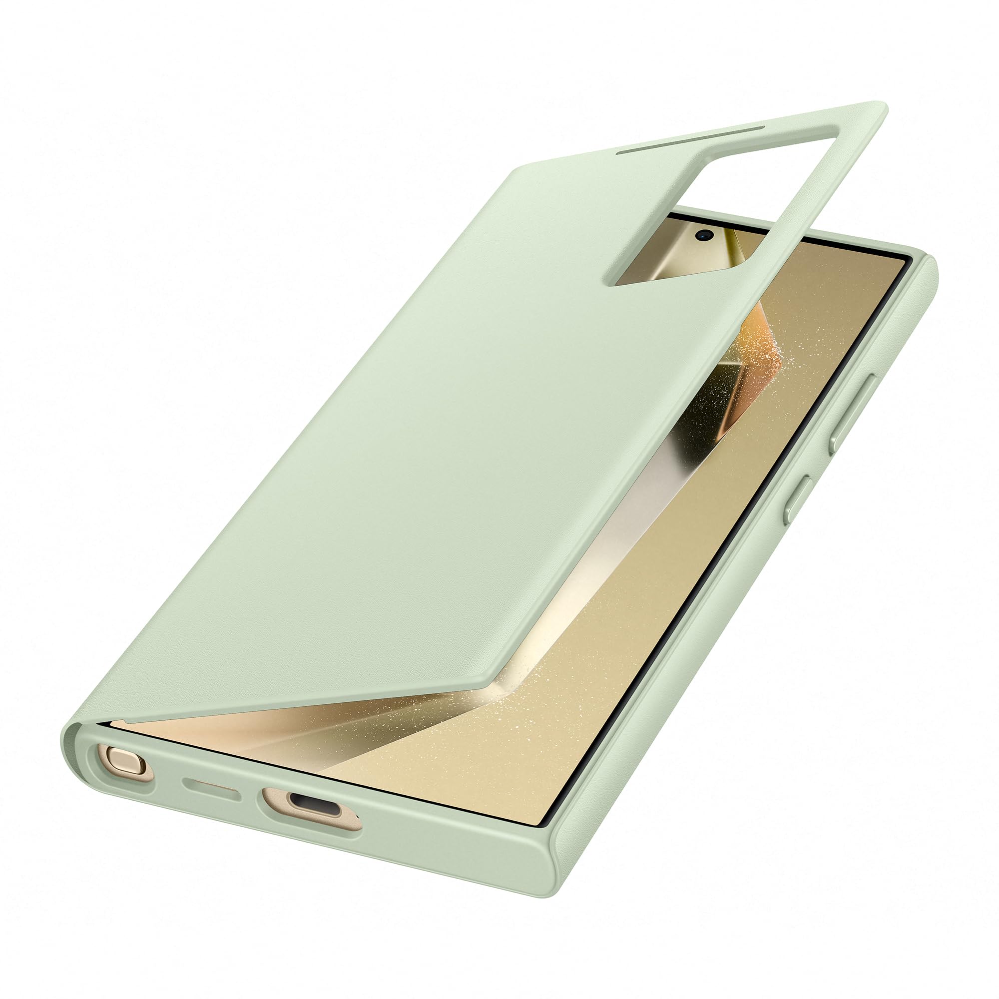 Samsung Smart View Wallet Case custodia a portafoglio con finestra di visione notifiche per Galaxy S24 Ultra, Light Green
